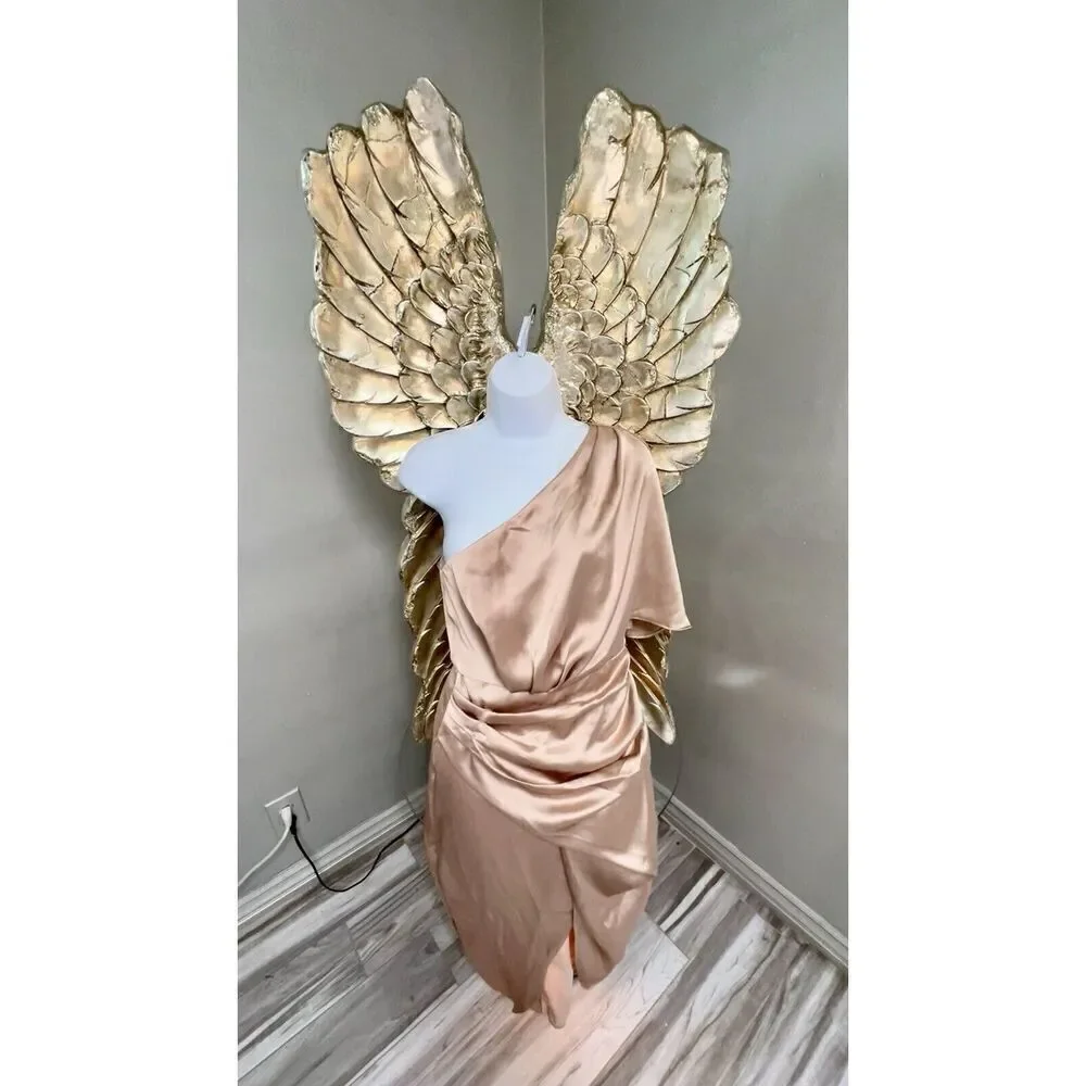 Donnee Par Dieu LIA Champagne One Shoulder Satin Dress, Size Small_6